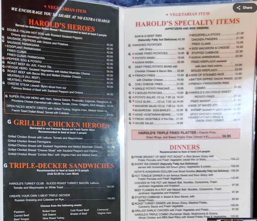 Harold’s New York Deli Restaurant Menu—Sandwiches In Grand Size ...
