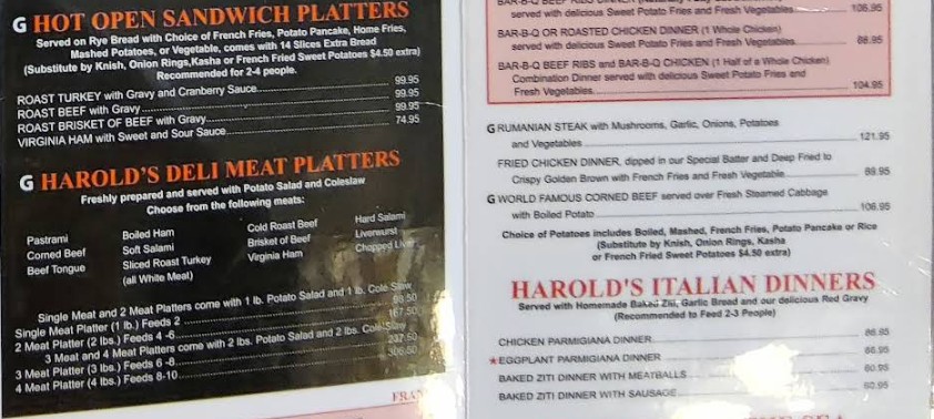 Harold’s New York Deli Restaurant Menu—Sandwiches In Grand Size ...